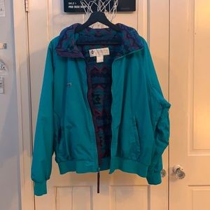 Vintage 90s Columbia Sportswear Aztec Teal Jacket.